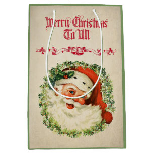 Happy Santa Claus Merry Christmas To All! Medium Gift Bag