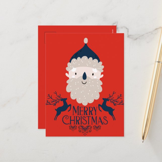 Happy Santa Claus Merry Red Christmas Postcards (Front/Back In Situ)