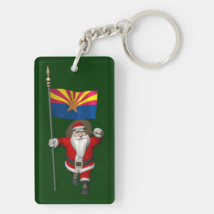Happy Santa Claus On The Way To Arizona Key Ring