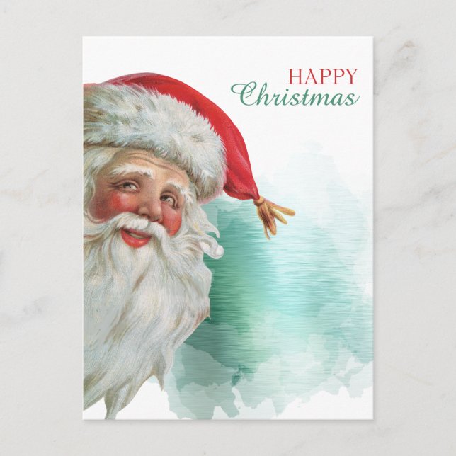 Happy Santa Claus Portrait Christmas Postcard (Front)
