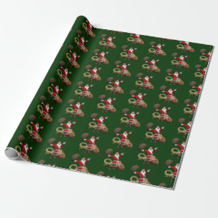Happy Santa Claus Riding On Colourful Chameleon Wrapping Paper