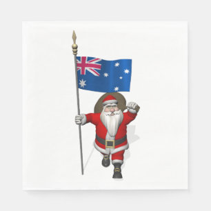 Happy Santa Claus With Flag Of Australia Napkin