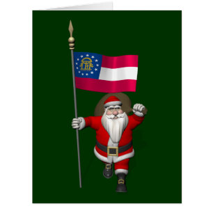 Happy Santa Claus With Flag Of Georgia