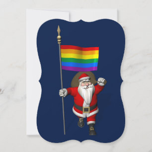 Happy Santa Claus With Rainbow Flag Holiday Card