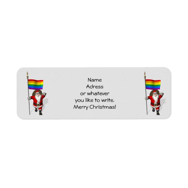 Happy Santa Claus With Rainbow Flag Return Address Label (Front)