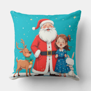 Happy Santa Claus With snow maiden Cushion