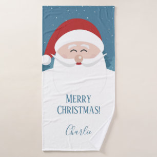 Happy Santa custom name & text towel set