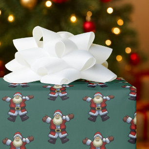 Happy Santa Father Christmas Pixel Art Pattern Wrapping Paper
