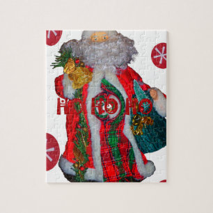 Happy Santa Hohoho Greetings graphic text art desi Jigsaw Puzzle