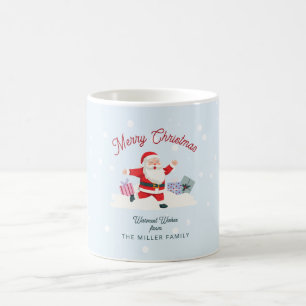 Happy Santa, light blue Christmas Coffee Mug