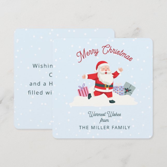 Happy Santa, light blue Christmas Invitation (Front/Back)
