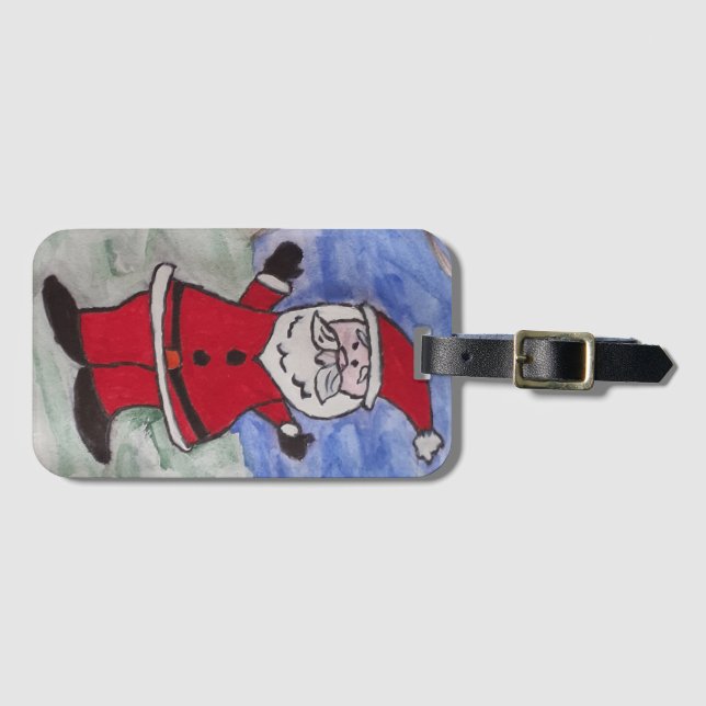 Happy Santa Luggage Tag (Front Horizontal)