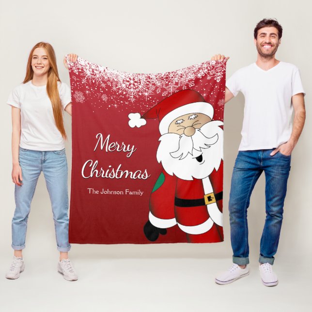 Happy Santa -  Merry Christmas Fleece Blanket (In Situ)