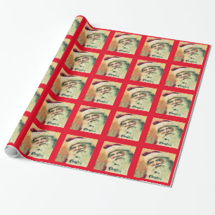 Happy Santa Merry Christmas Holiday - Red Wrapping Paper