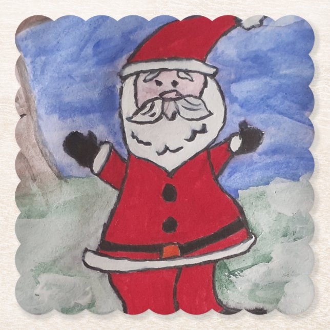 Happy Santa Paper Coaster (Front)