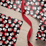Happy Santa Red Black Pattern Christmas Wrapping Paper<br><div class="desc">Christmas wrapping paper in black with lots of happy Santas in a seamless pattern.</div>