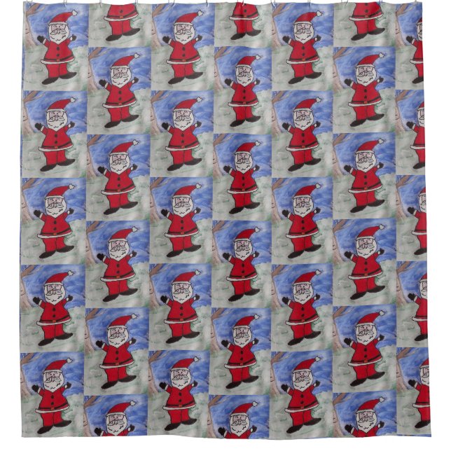 Happy Santa Shower Curtain (Front)