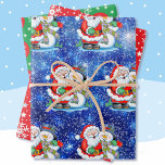 Happy Santa Snowman 3 Snow Coordinating Wrapping Paper Sheet<br><div class="desc">Happy Santa Snowman 3 Snow Coordinating Wrapping Paper Sheets</div>
