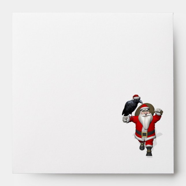Happy Santa With Big Black Raven Envelopes (Front)