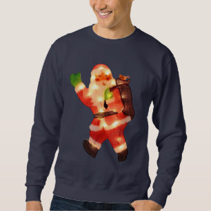 Happy Santa with Faux Christmas Lights Sweatshirt