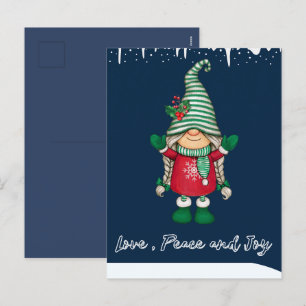 Happy Santa's Little Friend Holiday Navy Postcard