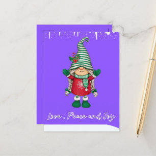 Happy Santa's Little Friend Holiday Postcard