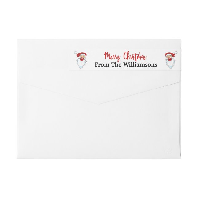 Happy Santas Merry Christmas Return Address Wrap Around Label (Back)