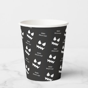 Happy Scary Ghost Face Halloween Party Paper Cups