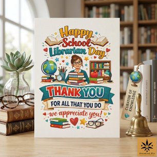 Happy School Librarian Day Thank You Librarian Card