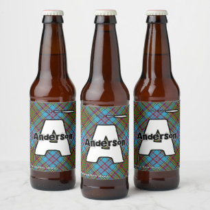 Happy Scotsman Clan Anderson Tartan Monogram Beer Bottle Label