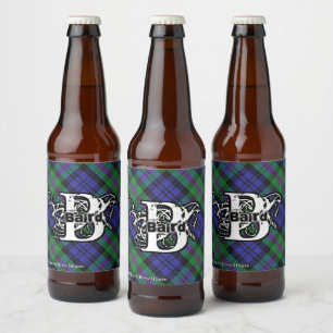 Happy Scotsman Clan Baird Tartan Monogram Beer Bottle Label