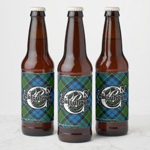 Happy Scotsman Clan Colquhoun Tartan Monogram Beer Bottle Label