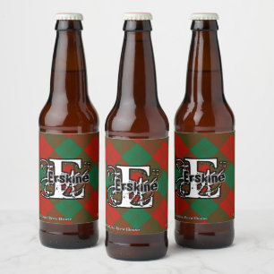 Happy Scotsman Clan Erskine Tartan Monogram Beer Bottle Label