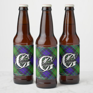 Happy Scotsman Clan Gunn Tartan Monogram Beer Bottle Label