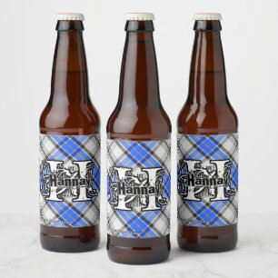 Happy Scotsman Clan Hannay Tartan Monogram Beer Bottle Label