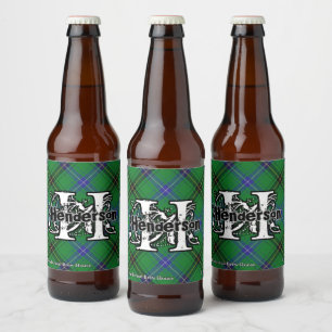Happy Scotsman Clan Henderson Tartan Monogram Beer Bottle Label