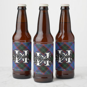 Happy Scotsman Clan Home Hume Tartan Monogram Beer Bottle Label
