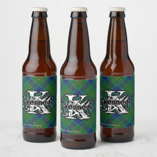Happy Scotsman Clan Kennedy Tartan Monogram Beer Bottle Label