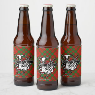 Happy Scotsman Clan Livingstone Tartan Monogram Beer Bottle Label