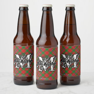 Happy Scotsman Clan MacAlister Tartan Monogram Beer Bottle Label