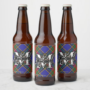 Happy Scotsman Clan MacBeth Tartan Monogram Beer Bottle Label