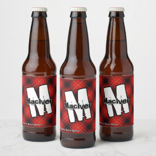 Happy Scotsman Clan MacIver Tartan Monogram Beer Bottle Label
