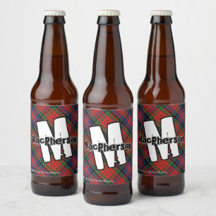 Happy Scotsman Clan MacPherson Red Tartan Monogram Beer Bottle Label
