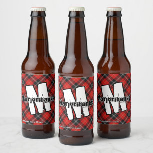 Happy Scotsman Clan Marjoribanks Tartan Monogram Beer Bottle Label
