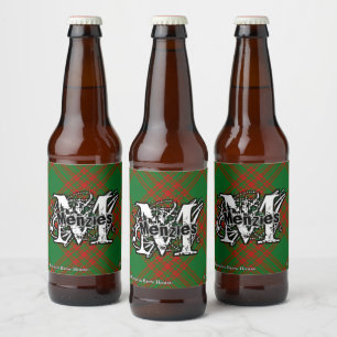 Happy Scotsman Clan Menzies Red and Green Tartan Beer Bottle Label
