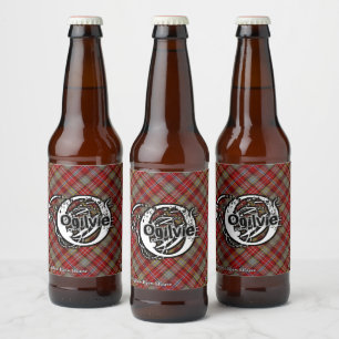 Happy Scotsman Clan Ogilvie Tartan Monogram Beer Bottle Label