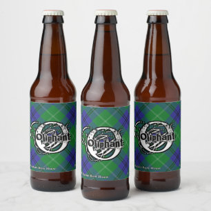 Happy Scotsman Clan Oliphant Tartan Monogram Beer Bottle Label