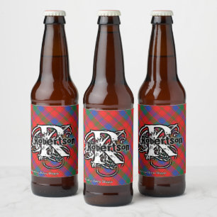 Happy Scotsman Clan Robertson Tartan Monogram Beer Bottle Label