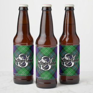 Happy Scotsman Clan Sutherland Tartan Monogram Beer Bottle Label
