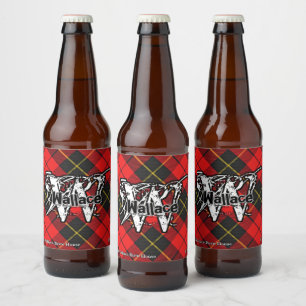 Happy Scotsman Clan Wallace Tartan Monogram Beer Bottle Label